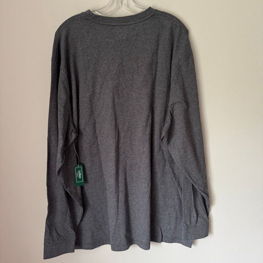 L.L. Bean Traditional Fit Long Sleeve Henley Top Size XXL Tall Gray NWT - Picture 2 of 9